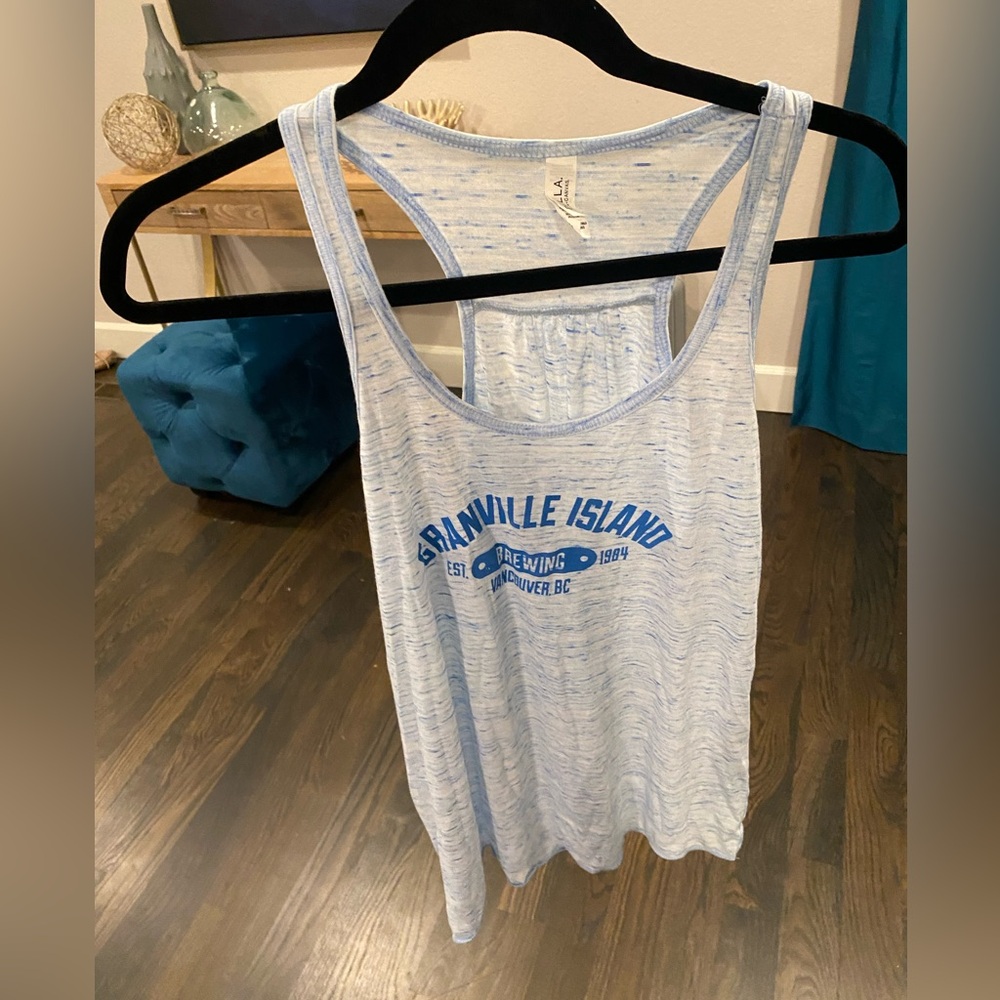 Bella + Canvas light blue heathered burnout tank top size medium
